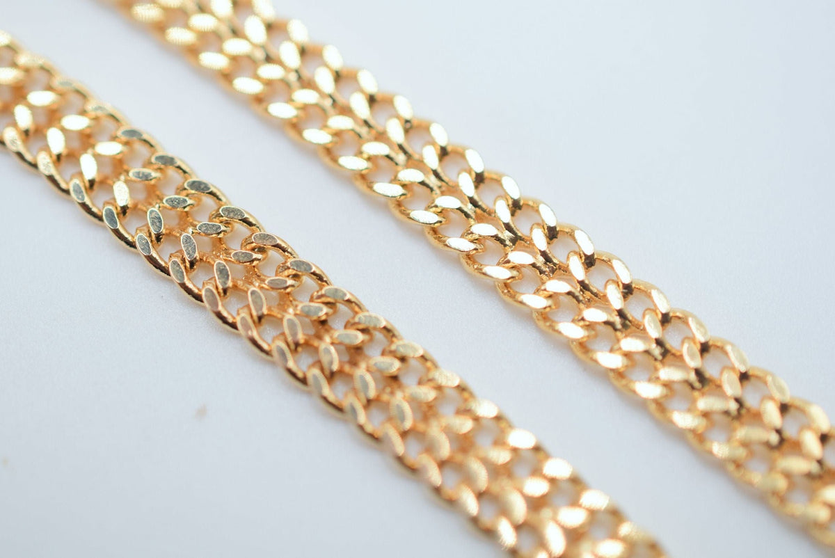 Gold Filled Alternative Bismarck Cuban Chain, Mens Womens Necklace, 6mm Flat Cable Link (Thick 1.5mm, )