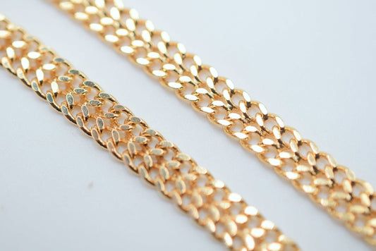 Gold Filled Alternative Bismarck Cuban Chain, Mens Womens Necklace, 6mm Flat Cable Link (Thick 1.5mm, )