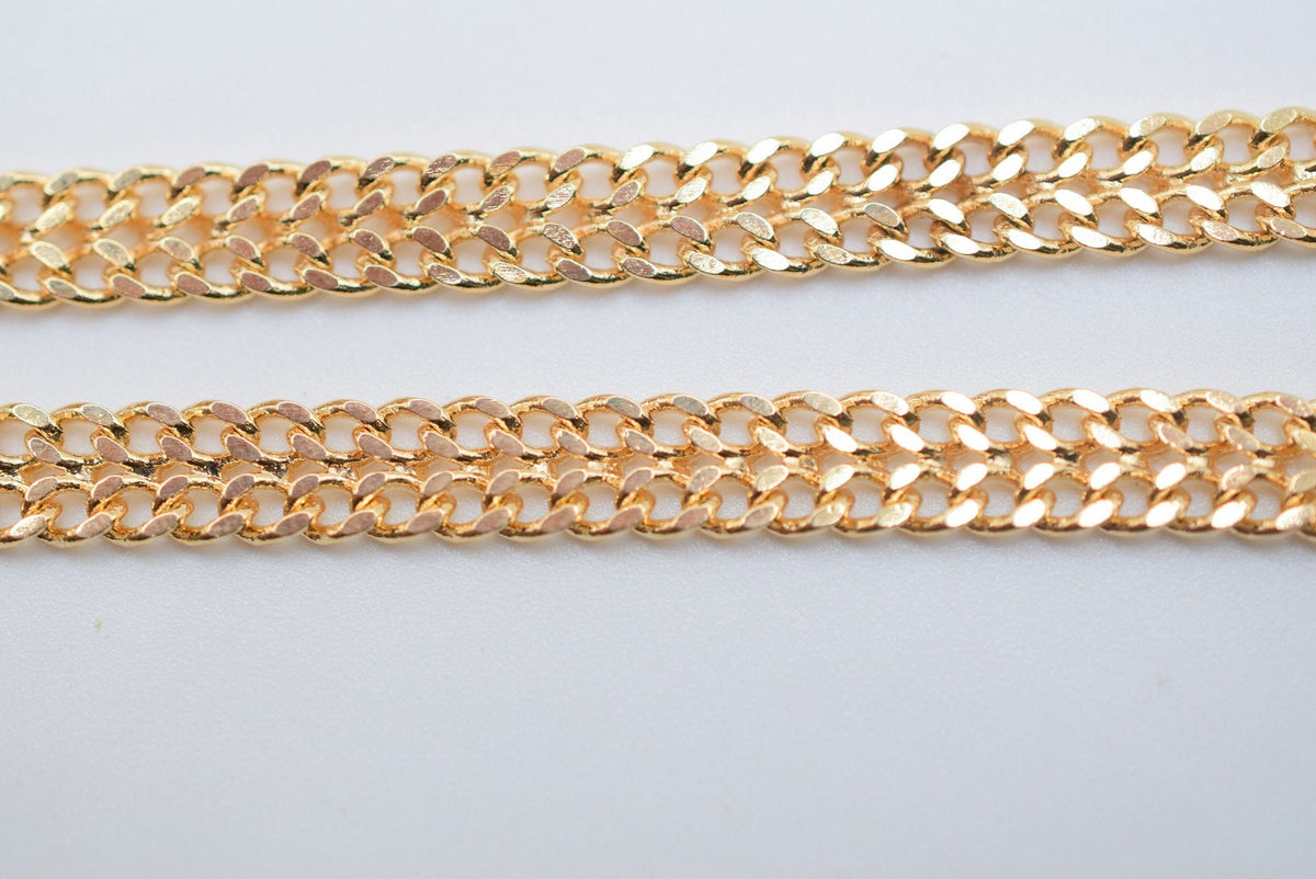 Gold Filled Alternative Bismarck Cuban Chain, Mens Womens Necklace, 6mm Flat Cable Link (Thick 1.5mm, )
