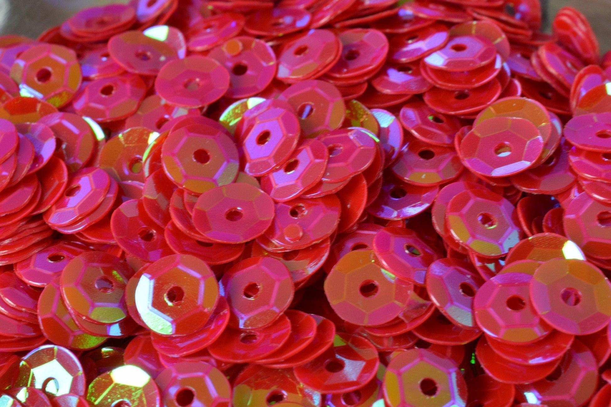 Raspberry Red Cup Sequins: Iridescent Sheen Round - 3/4/6mm Sizes, High Quality, Loose Paillettes for Apparel & Crafts