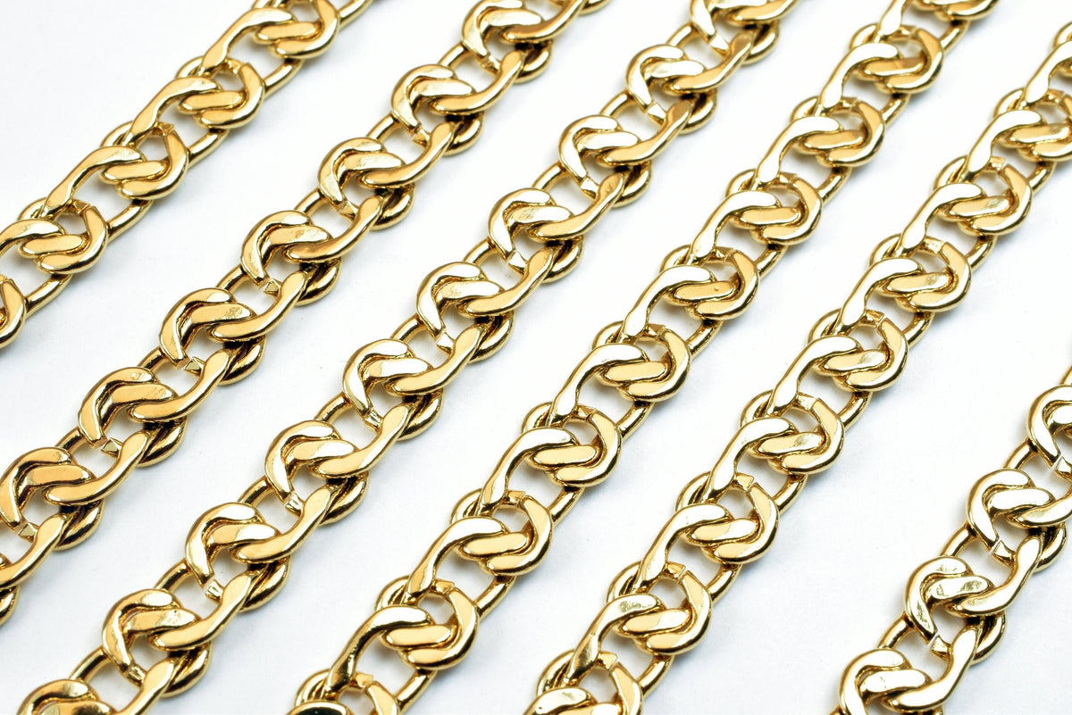 18k Gold Filled Alternative Link Chain: 6mm Width - 19.5 Inch, Tarnish Resistant, Durable Finish for Jewelry Making
