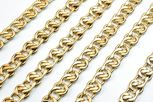18k Gold Filled Alternative Link Chain: 6mm Width - 19.5 Inch, Tarnish Resistant, Durable Finish for Jewelry Making