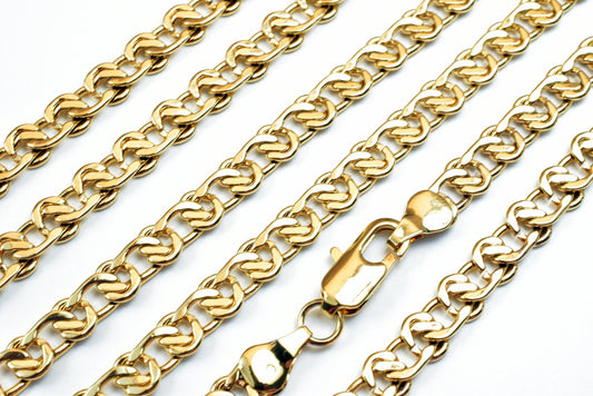 18k Gold Filled Alternative Link Chain: 6mm Width - 19.5 Inch, Tarnish Resistant, Durable Finish for Jewelry Making