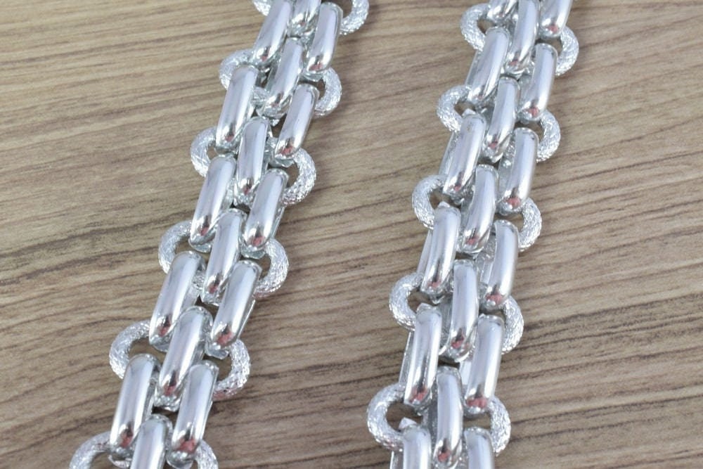20mm Width Anodized Aluminum Chain Silver Double Open Link for Handmade bracelet, Necklace Jewelry Accessories. 1 Yard (3...