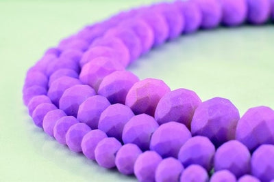 Matte Glass Beads Donut Rondelle Faceted for Jewelry Decoration Chandelier 3x4mm, 4x6mm and 6x8mm. 3 Sizes Group 60 PCs ea...