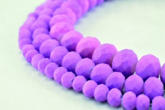 Matte Glass Beads Donut Rondelle Faceted for Jewelry Decoration Chandelier 3x4mm, 4x6mm and 6x8mm. 3 Sizes Group 60 PCs ea...