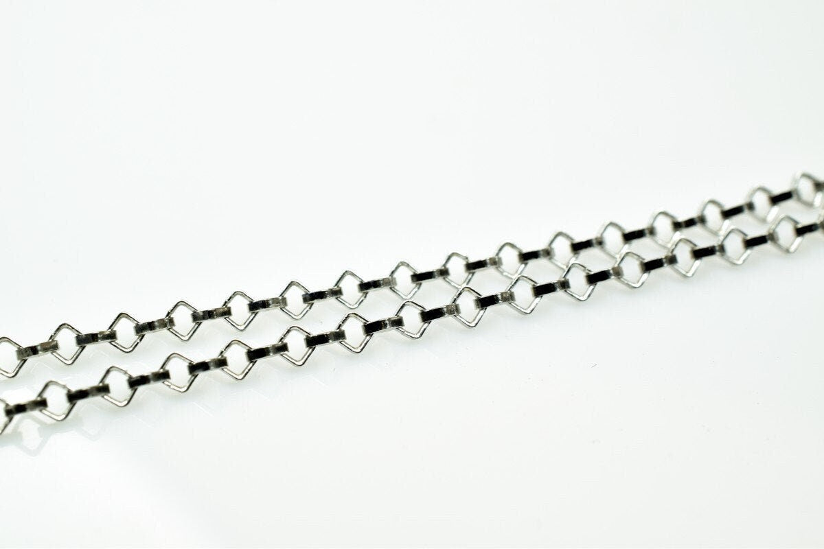 925 Sterling Silver Chain With Rhodium Filled Plated On Top for Jewelry Making By Foot Item# SSC035R jewelry making suppli...