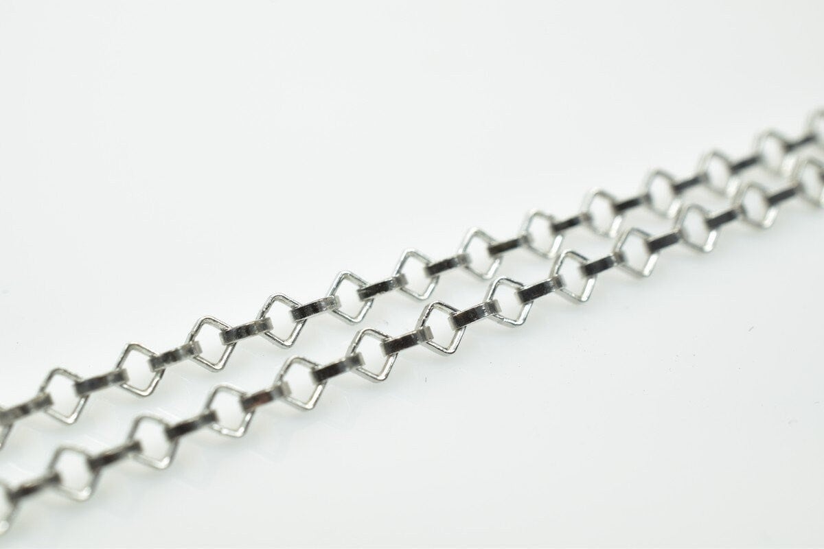 925 Sterling Silver Chain With Rhodium Filled Plated On Top for Jewelry Making By Foot Item# SSC035R jewelry making suppli...