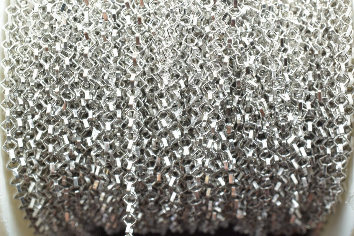 925 Sterling Silver Chain With Rhodium Filled Plated On Top for Jewelry Making By Foot Item# SSC035R jewelry making suppli...
