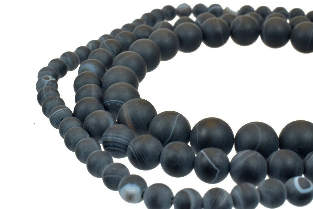 matte sardonyx black agate gemstone beads 6 mm 8 mm 10 mm agate round beads stone birthstone beads for jewelry making 3358...