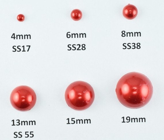 Flat Back Red Decoden Pearls (Half Pearl) 4mm/6mm/8mm/13mm/15mm/19mm for Cloth or Shoe or Decoration or Jewelry Making Ite...