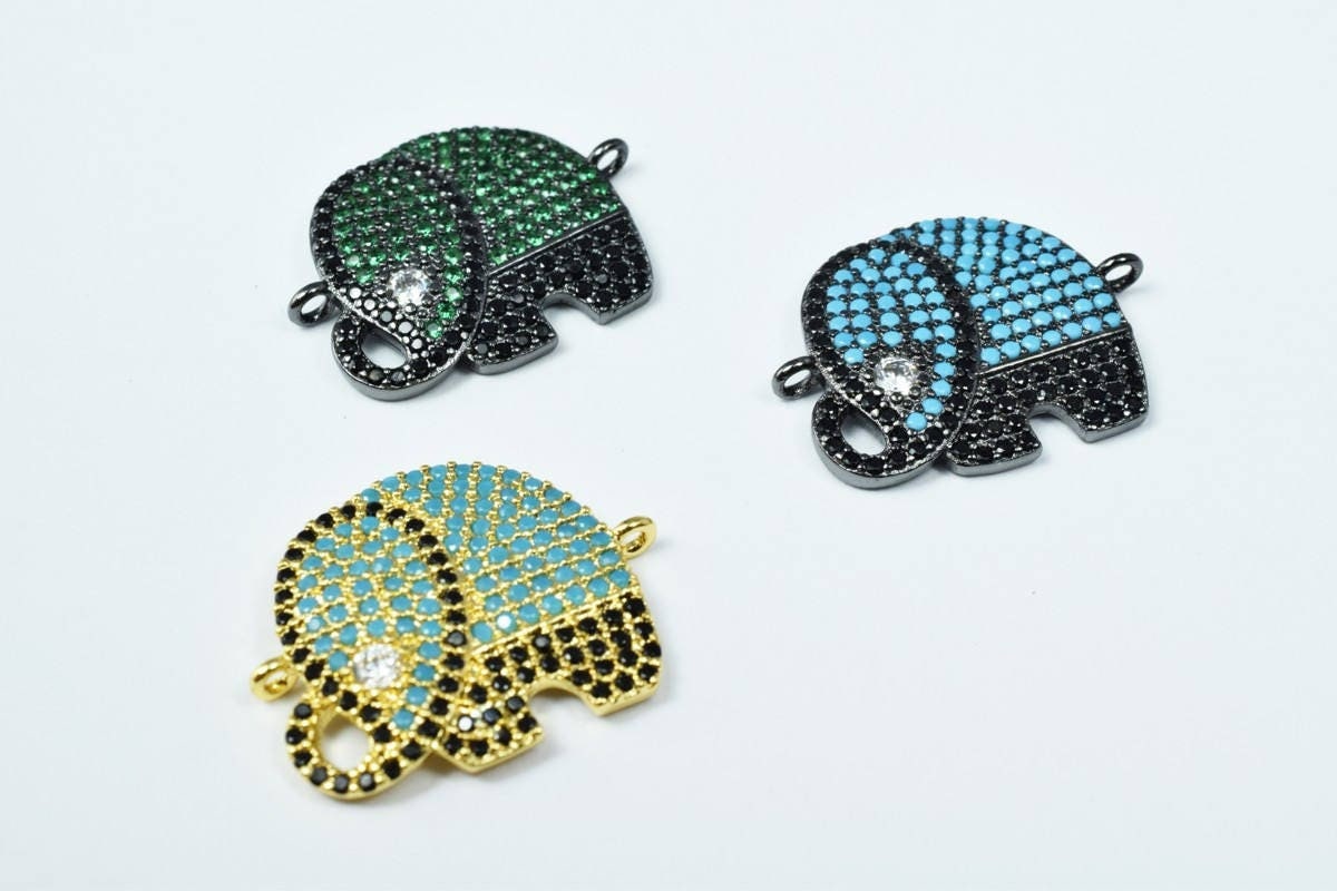 Elephant Micro Pave CZ Rhinestone Spacer Beads High Quality 3 Colors jewelry making supplies
