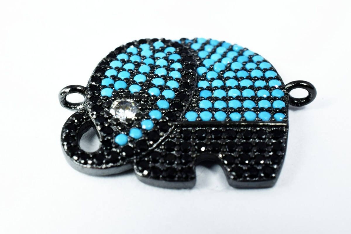 Elephant Micro Pave CZ Rhinestone Spacer Beads High Quality 3 Colors jewelry making supplies - detail image 2