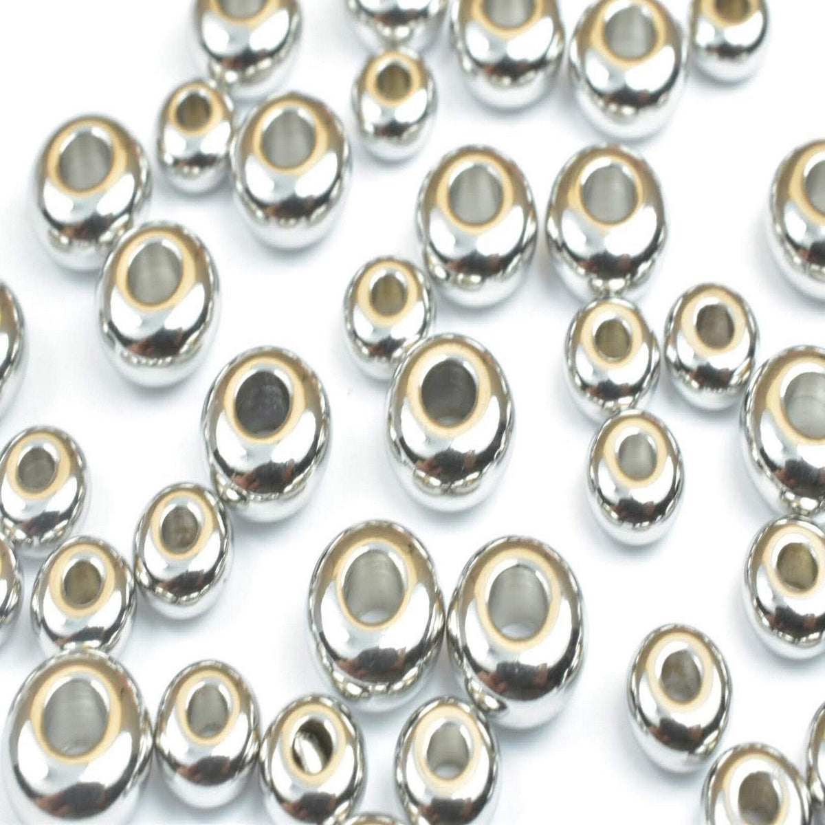 Plain Spacer Beads Roundel Stainless Steel, Silver Tone Finish (Size 6x3mm & 8x4mm, Hole 1.5-2mm, Durable Material)