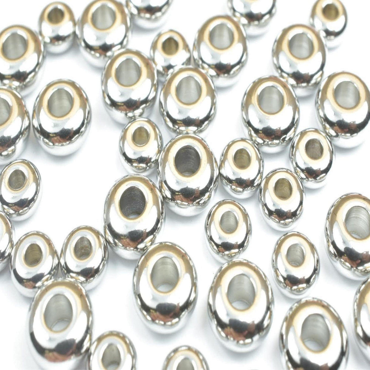 Plain Spacer Beads Roundel Stainless Steel, Silver Tone Finish (Size 6x3mm & 8x4mm, Hole 1.5-2mm, Durable Material)