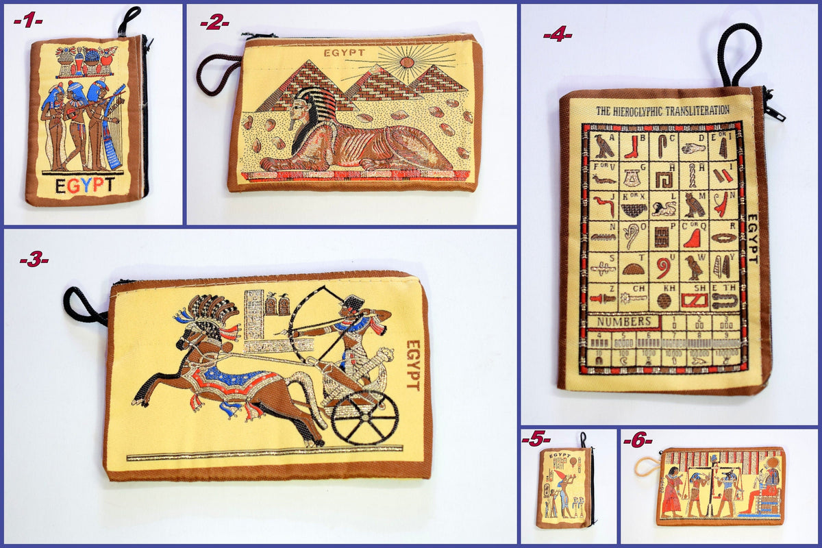 Egyptian Fabric Wallet zipper 4x5.5 Inches Coin Bag Double Face Art Picture it is a piece of art gift for everyone jewelry...