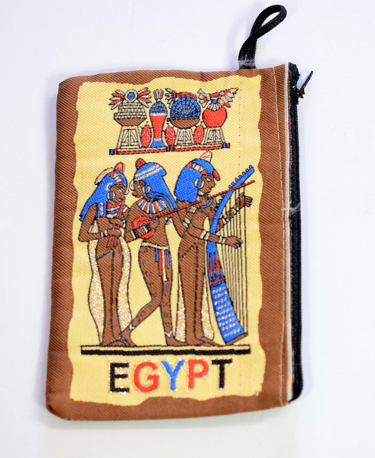 Egyptian Fabric Wallet zipper 4x5.5 Inches Coin Bag Double Face Art Picture it is a piece of art gift for everyone jewelry...