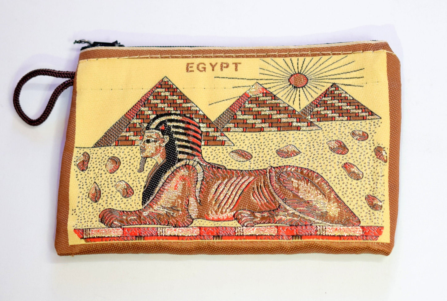 Egyptian Fabric Wallet zipper 4x5.5 Inches Coin Bag Double Face Art Picture it is a piece of art gift for everyone jewelry...
