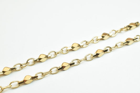 Pinky Gold Filled EP Chain 18KT Gold Filled Size 19" Inch Long 3mm Width 3mm Thickness For Jewelry Making Item #CG379 jewe...
