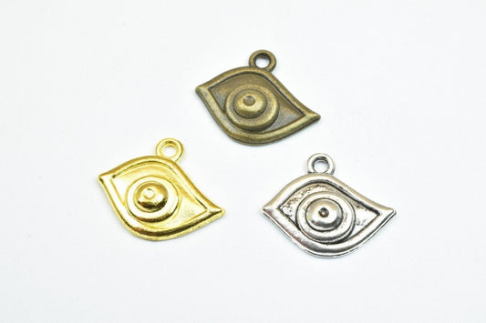 10PCs Evil Eye Charm Antique Silver Alloy Pendant Charm Size 17x20mm Thickness 4mm Jump Ring 2mm Decorative Design For Jew...