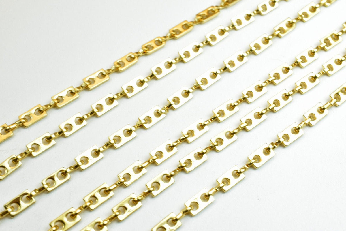 18K gold filled EP tarnish resistant Bar Chain Size 17 1/4" Long 3.5mm Width 2.5mm Thickness Findings For Jewelry Making I...