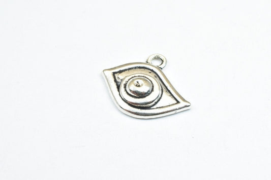 10PCs Evil Eye Charm Antique Silver Alloy Pendant Charm Size 17x20mm Thickness 4mm Jump Ring 2mm Decorative Design For Jew...