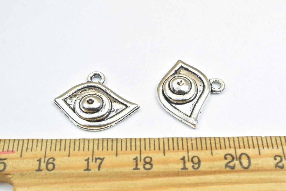 10PCs Evil Eye Charm Antique Silver Alloy Pendant Charm Size 17x20mm Thickness 4mm Jump Ring 2mm Decorative Design For Jew...
