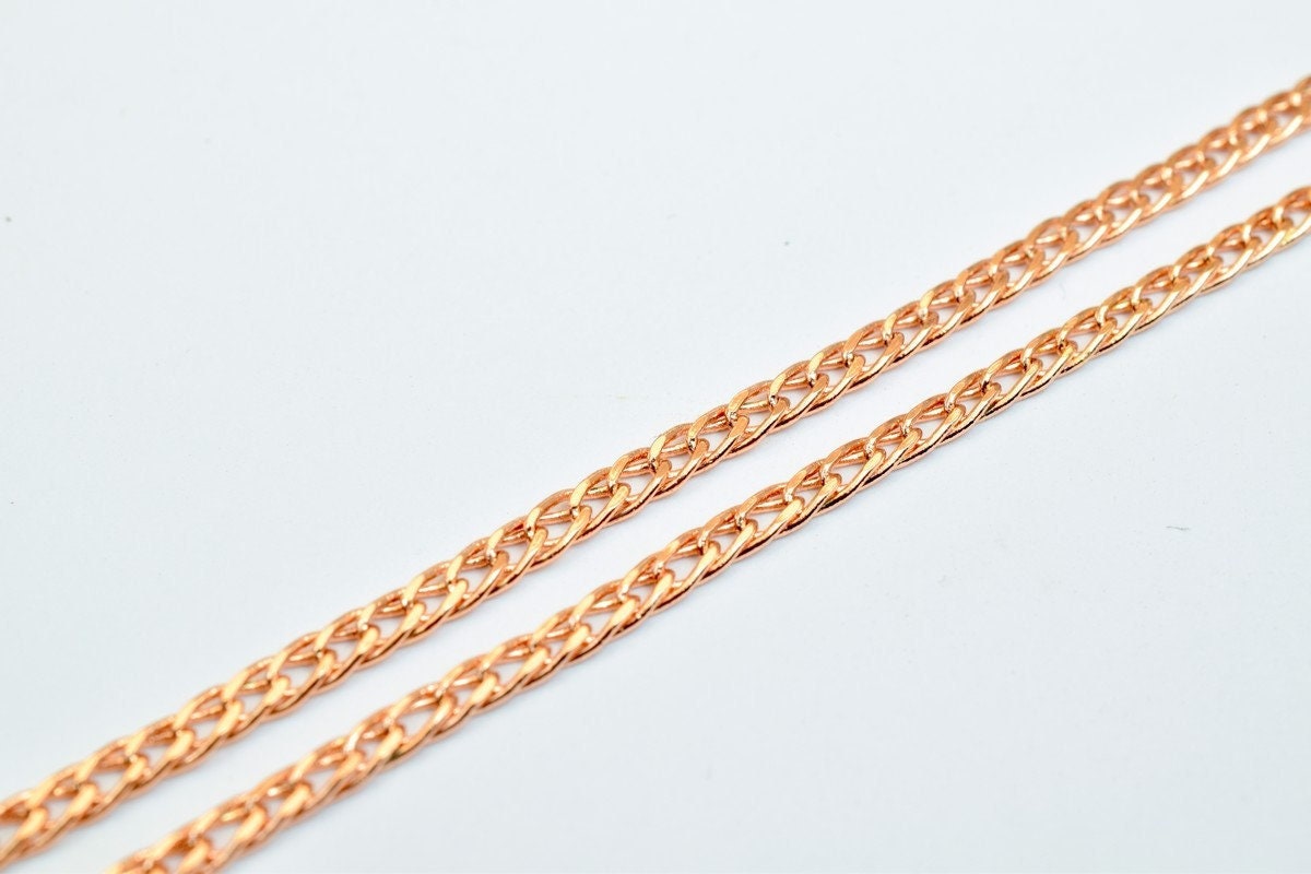 18K Rose gold filled EP tarnish resistant Chain 18" Inches Long 2mm width 1mm Thickness CG224 jewelry making supplies - de...