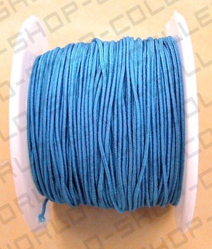 Cord, stretch, polyester and elastic, Steel Blue Volor, 20 yards, Size 1.0mm jewelry making supplies - detail image 2