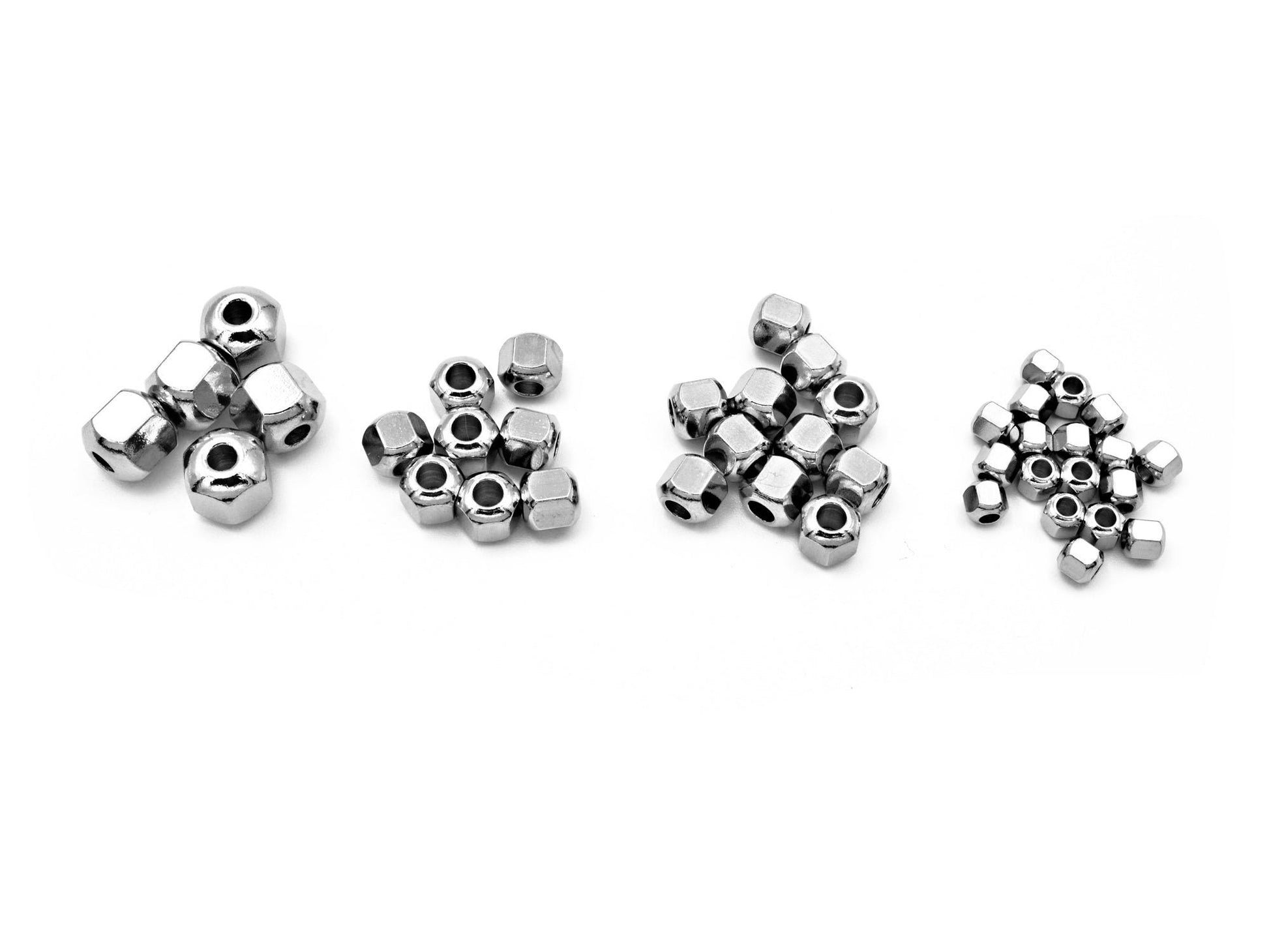 Screw Roundel Plain Spacer Beads: Silver Metal Finish - Stainless Steel, Sizes 4mm, 6mm, 8mm, Jewelry Components