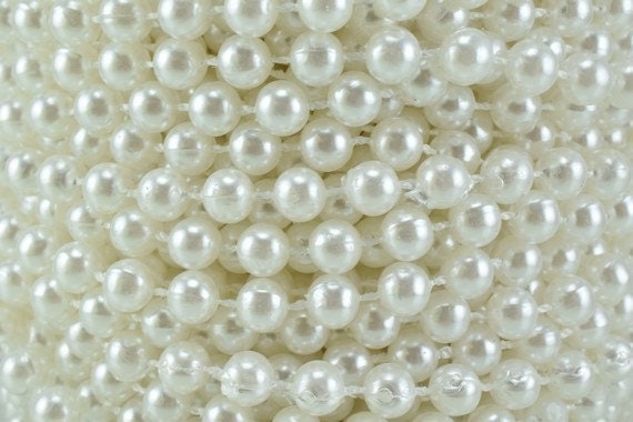 6mm Plastic Pearl Roll 30 Yards White/Creamy Wedding Pearl Beads on a Spool, Roll, Acrylic Beaded Garland Strand jewelry m...