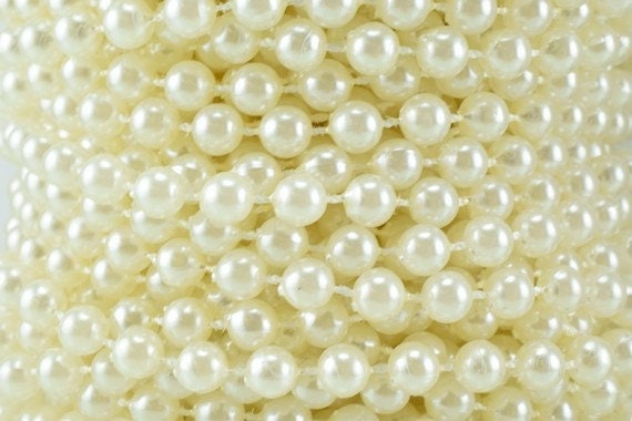 6mm Plastic Pearl Roll 30 Yards White/Creamy Wedding Pearl Beads on a Spool, Roll, Acrylic Beaded Garland Strand jewelry m...