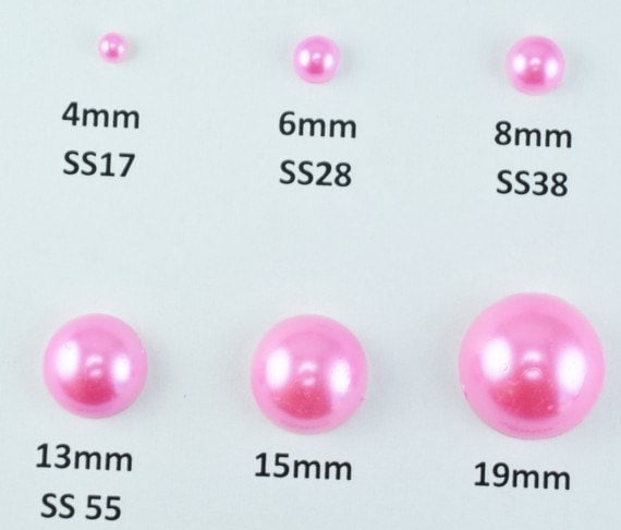 Decoden Flat Back Pink Pearls - Half Round Acrylic Beads - Mixed Sizes, Flat Back Design, Jewelry and Clothing Embellishments