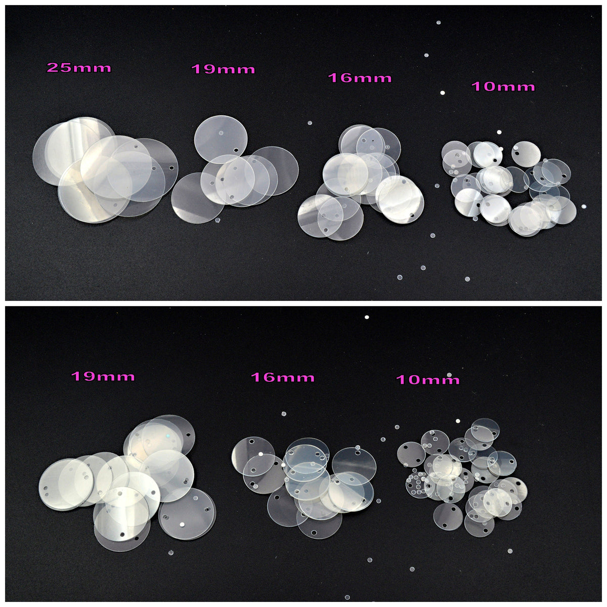 Flat Round Loose Sequins - Clear Silver Chrome Gold, Two Hole Discs - Shimmering Shoe & Clothing Decor, Bulk Craft Materials