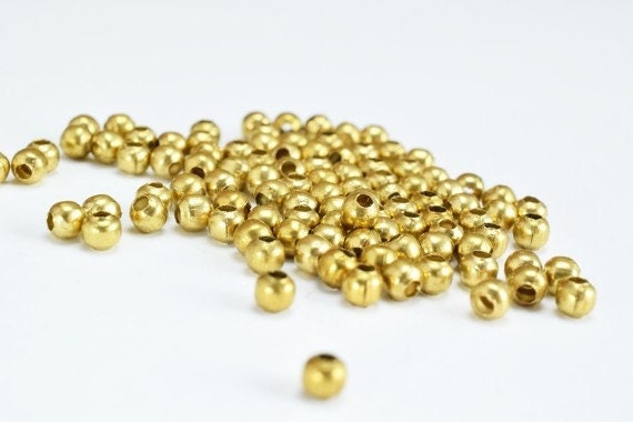 3mm Brass Round Beads, 100 PCs, Smooth Seamless Spacer Beads for Jewelry Making jewelry making supplies - detail image 2