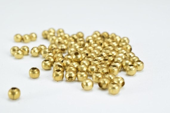 3mm Brass Round Beads, 100 PCs, Smooth Seamless Spacer Beads for Jewelry Making jewelry making supplies - detail image 3