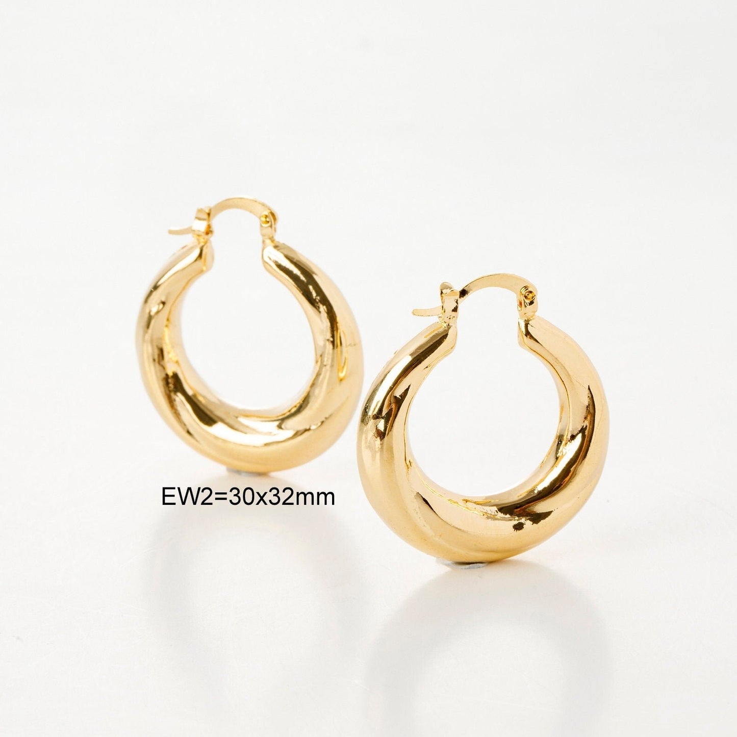 Moon Round Oval Hoop Earring Gold Filled EP 18K , Jewelry Making 5 designs Hoop Earrings jewelry making supplies - detail...