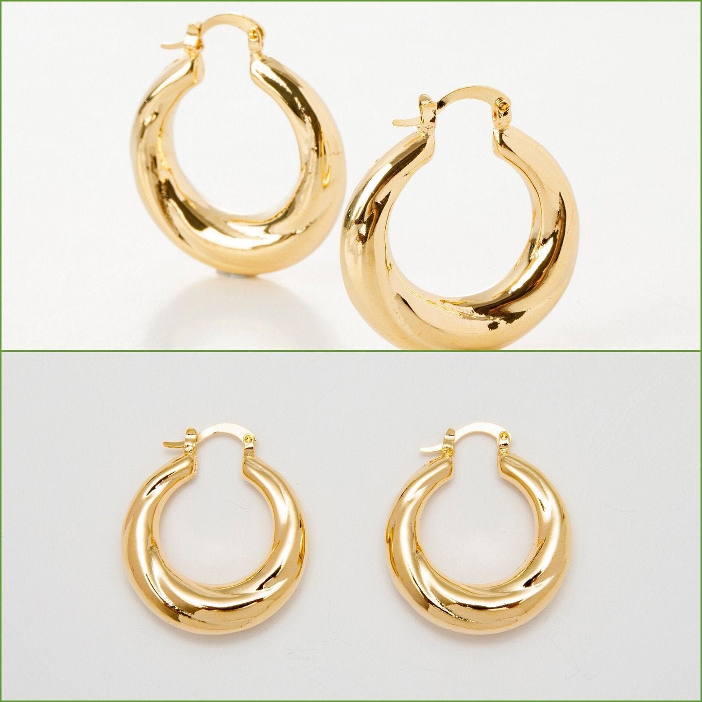 Moon Round Oval Hoop Earring Gold Filled EP 18K , Jewelry Making 5 designs Hoop Earrings jewelry making supplies - detail...