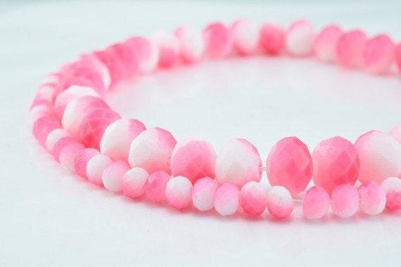 Matte glass beads donut rondelle faceted for jewelry decoration chandelier 3x4mm and 6x8mm. 2 sizes group 60 pcs ea item#7...
