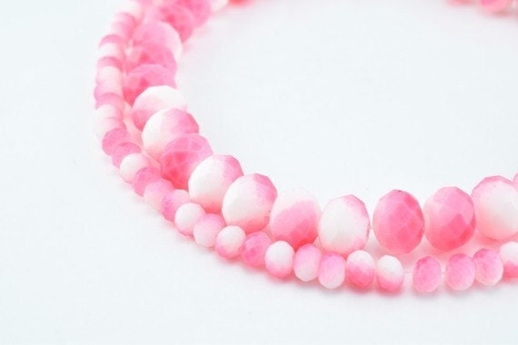 Matte glass beads donut rondelle faceted for jewelry decoration chandelier 3x4mm and 6x8mm. 2 sizes group 60 pcs ea item#7...