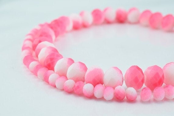 Matte glass beads donut rondelle faceted for jewelry decoration chandelier 3x4mm and 6x8mm. 2 sizes group 60 pcs ea item#7...