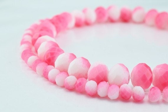 Matte glass beads donut rondelle faceted for jewelry decoration chandelier 3x4mm and 6x8mm. 2 sizes group 60 pcs ea item#7...