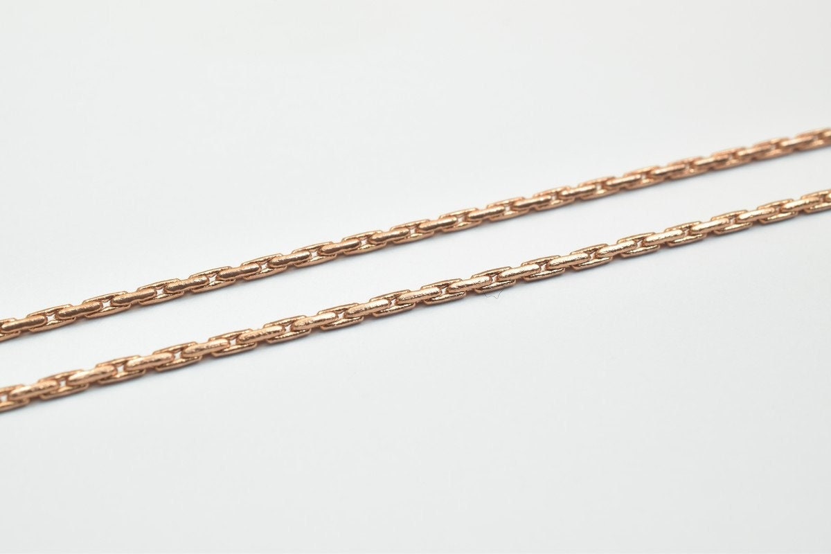 Dark Rose Gold Filled EP Chain Size 17" Long 1.5mm Width, Rose Gold Filled Chain Findings, For Jewelry Making Item #CG221...