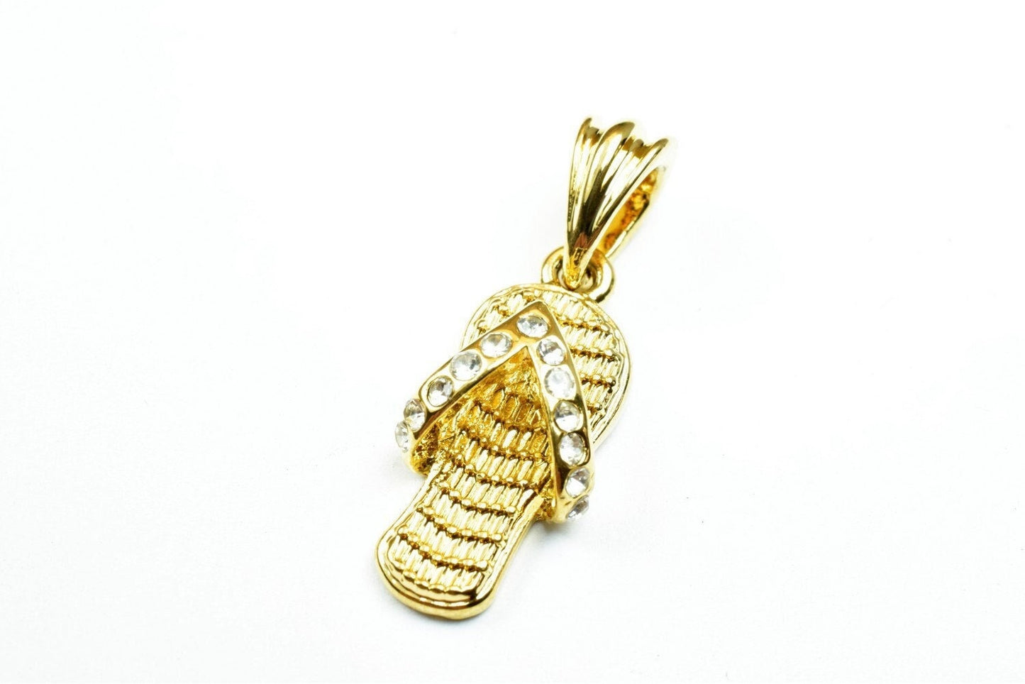 18k as gold filled* sandals size 22x11mm 3d slippers footwear cubic zirconia pendant charm for necklace jewelry making gp1...