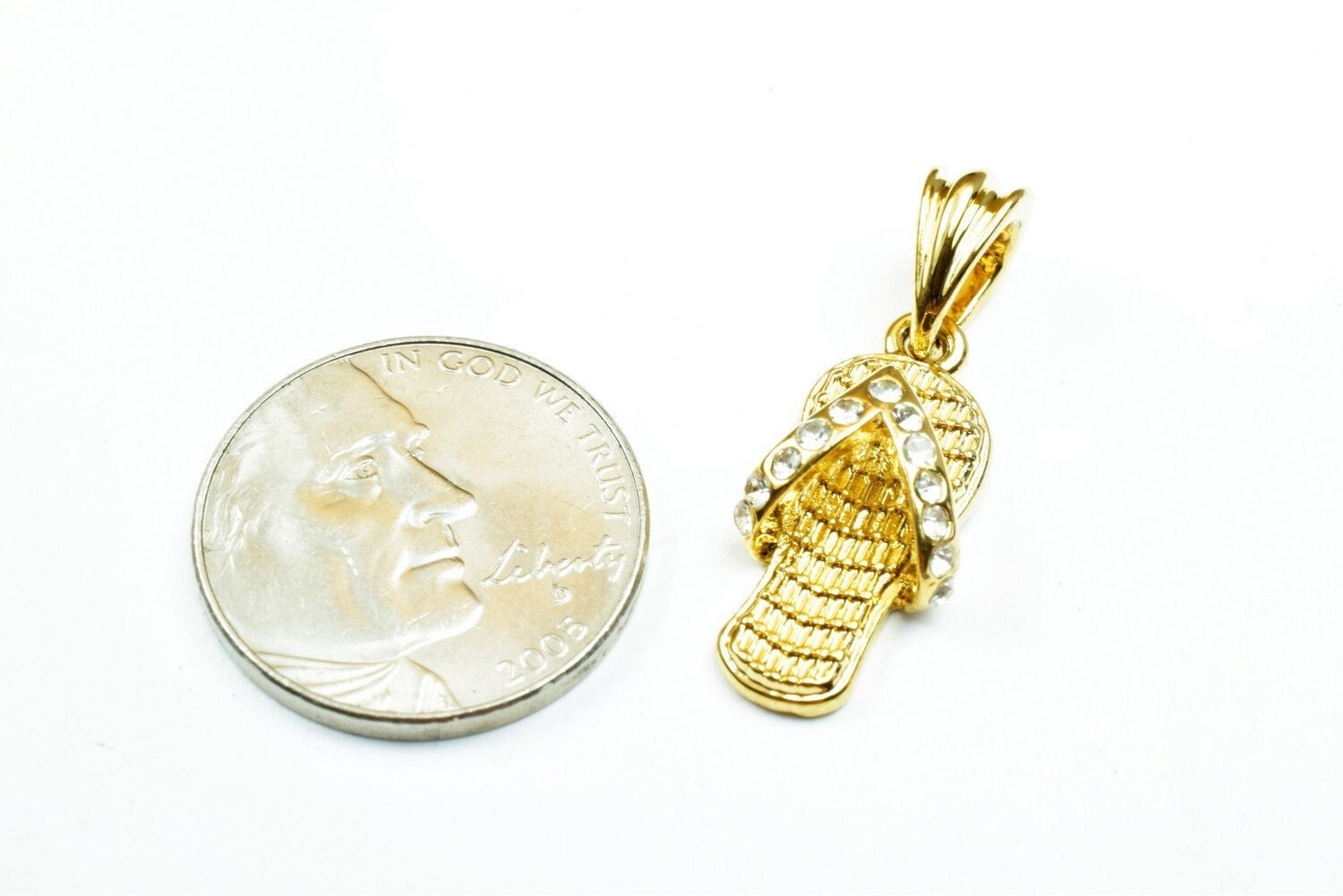 18k as gold filled* sandals size 22x11mm 3d slippers footwear cubic zirconia pendant charm for necklace jewelry making gp1...