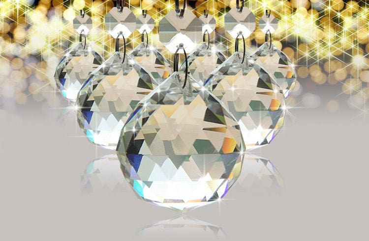 Crystal Drop Ball 20mm Clear or Clear AB Iridescent Size 20mm Faceted Chandelier Crystals Prisms Balls jewelry making supp...