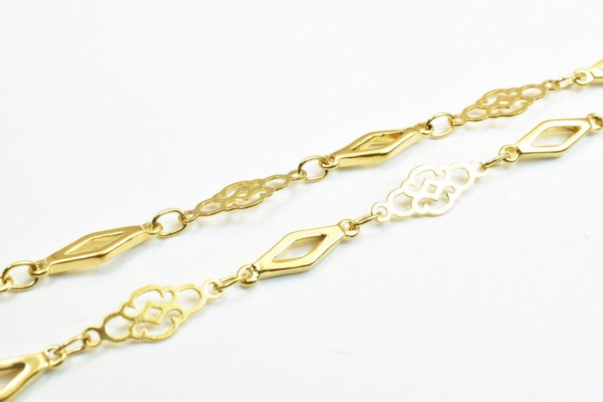 18k Gold Filled Alternative Chain Necklace, , Tarnish Resistant (17" & 23" Lengths, 5mm Width, Clasp 10x5mm)