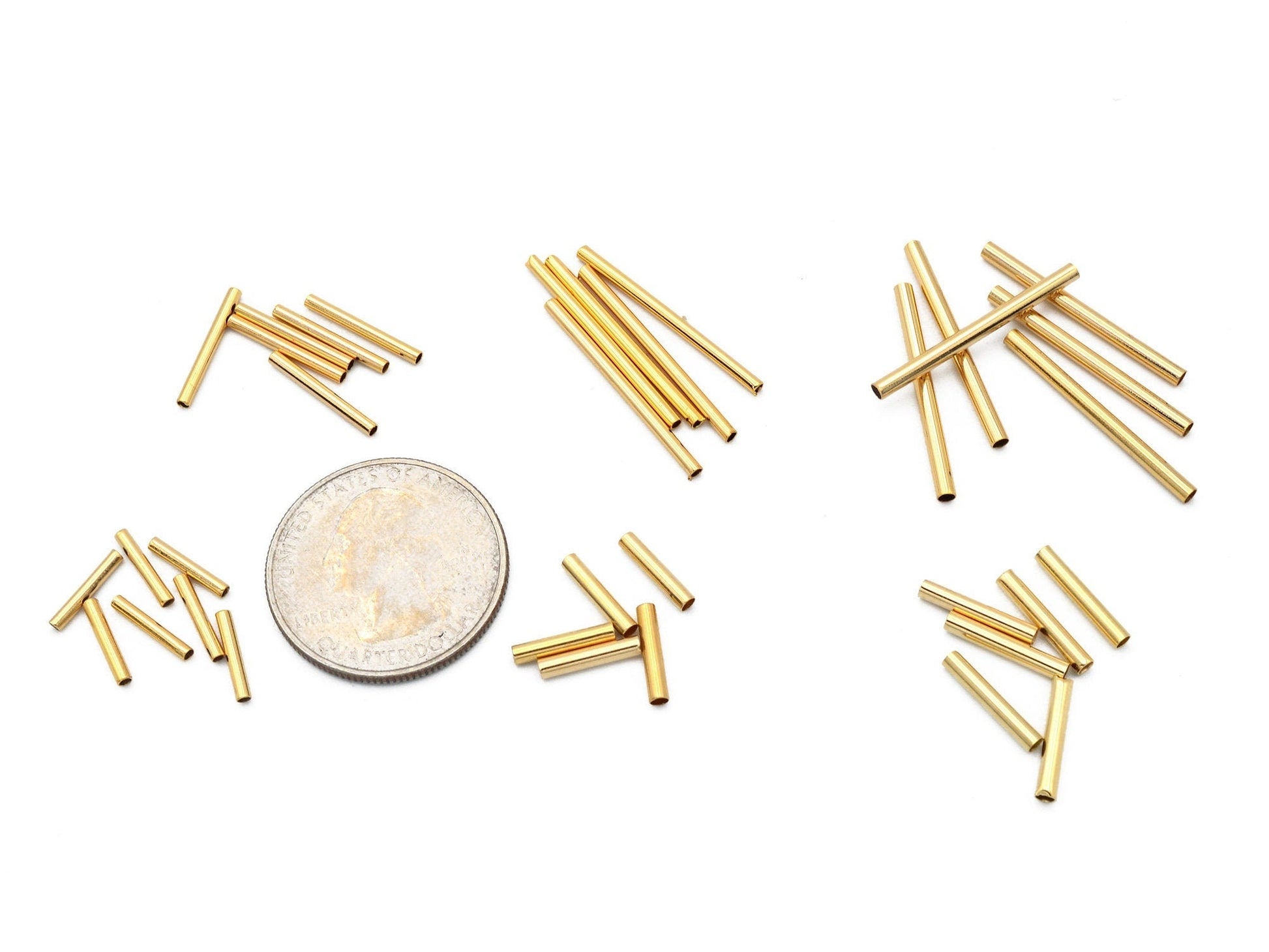 18K Gold Filled Alternative Tube Beads - Seamless Straight Plain Findings - Tarnish Resistant Finish, Jewelry DIY Parts