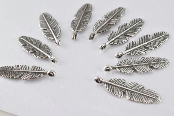 28x9mm Antique Silver Tropical Textured Leaf Pendant , 2mm bail opening, Sold by 1 pack of  18pcs jewelry making supplies...