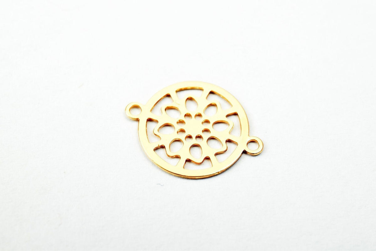 6 PCs Dainty Thin 18K Pinky as Gold Filled tarnish resistant Filigree Flower Connector Size 12x9mm Thickness 0.25mm For Je...